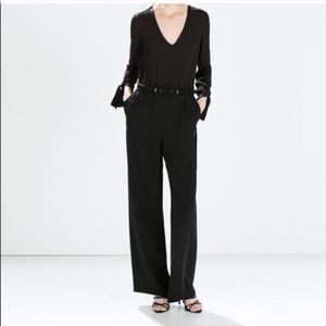 Zara black classic jumpsuit xs with belt